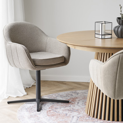 HIGS- Fauteuil de table pivotant en tissu taupe (x2)