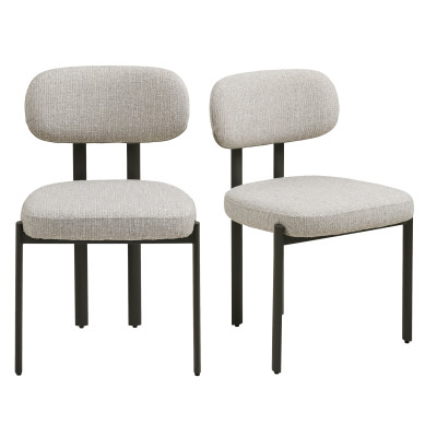 MILY-Hellgrauer Stuhl aus Chenille-Stoff (x2)