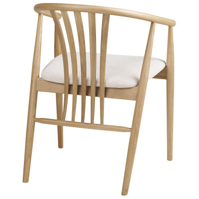 BESS-Fauteuil de table en chêne massif et tissu beige