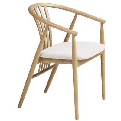 BESS-Silla de comedor en roble macizo y tela beige