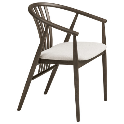 BESS-Sedia da pranzo in rovere massello affumicato e tessuto beige