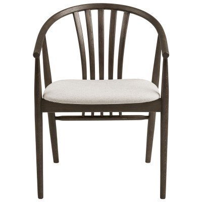 BESS-Fauteuil de table en chêne fumé massif et tissu beige