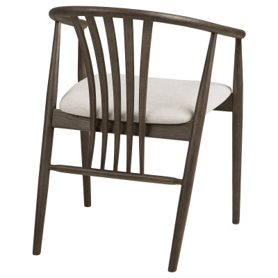 BESS-Fauteuil de table en chêne fumé massif et tissu beige