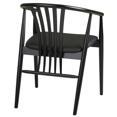 BESS-Fauteuil de table en bois massif noir et PU noir
