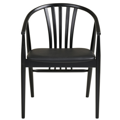 BESS-Silla de comedor de madera maciza negra y poliuretano negro