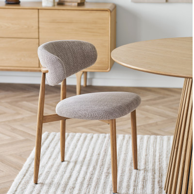 MYA-Silla en tela color topo y metal efecto roble (x2)