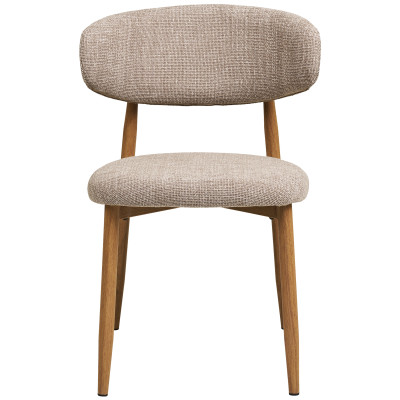 MYA- Chaise en tissu taupe et métal décor chêne (x2)