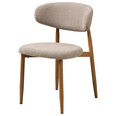 MYA- Chaise en tissu taupe et métal décor chêne (x2)