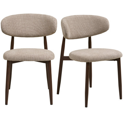 MYA- Chaise en tissu taupe et métal décor noyer (x2)