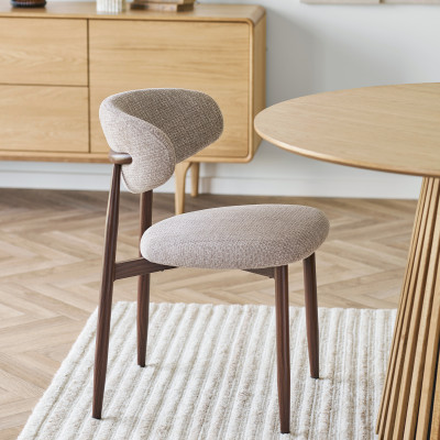 MYA- Chaise en tissu taupe et métal décor noyer (x2)