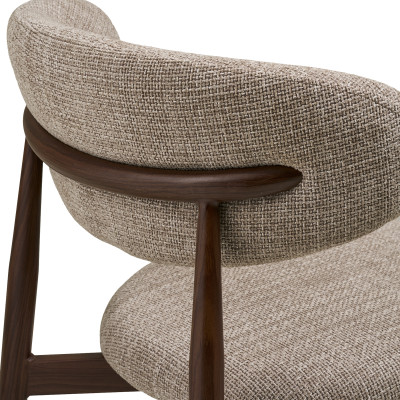 MYA- Chaise en tissu taupe et métal décor noyer (x2)
