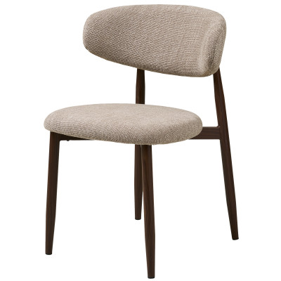 MYA- Chaise en tissu taupe et métal décor noyer (x2)