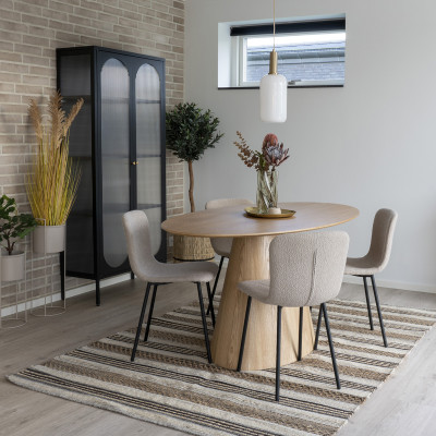 DOMIO-Table à manger ovale 6 personnes 160 cm frêne naturel