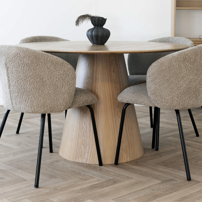 DOMIO-Tavolo da pranzo rotondo per 4 persone ø120 cm frassino naturale