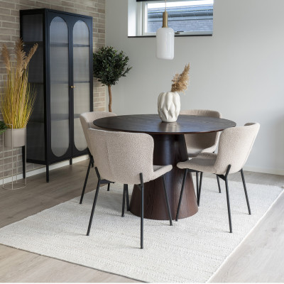 DOMIO-Runder Esstisch für 4 Personen Ø 120 cm Nussbaum