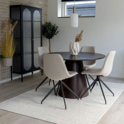 DOMIO-Mesa de comedor redonda para 4 personas ø120 cm nogal