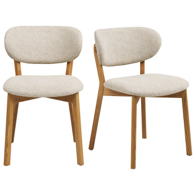 FAIR-Sedia in rovere massello e tessuto beige (x2)