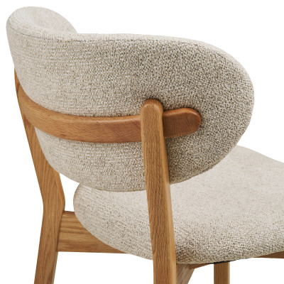 FAIR-Silla en roble macizo y tela beige (x2)
