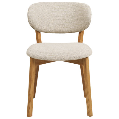 FAIR-Chaise en chêne massif et tissu beige (x2)