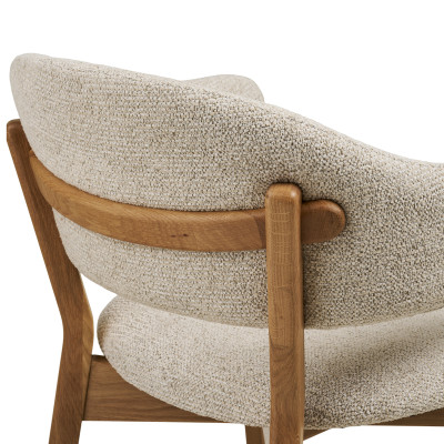 FAIR-Fauteuil de table en chêne massif et tissu, beige