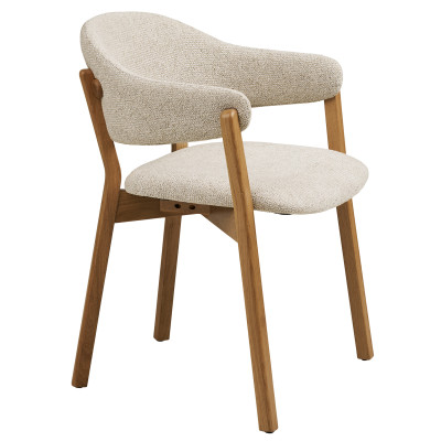 FAIR-Esszimmerstuhl aus massiver Eiche und Stoff beige
