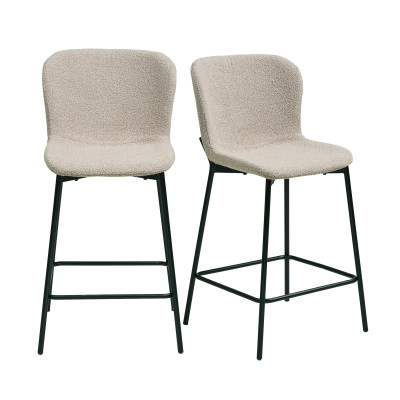 MINA-Tabouret de bar en tissu taupe (x2)