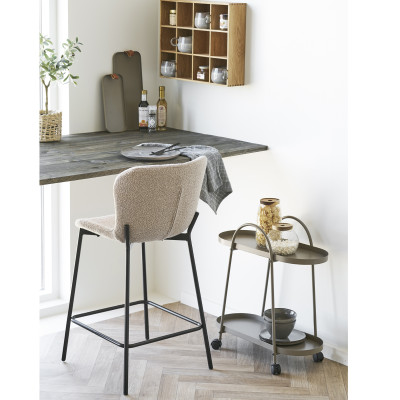 MINA-Tabouret de bar en tissu taupe (x2)