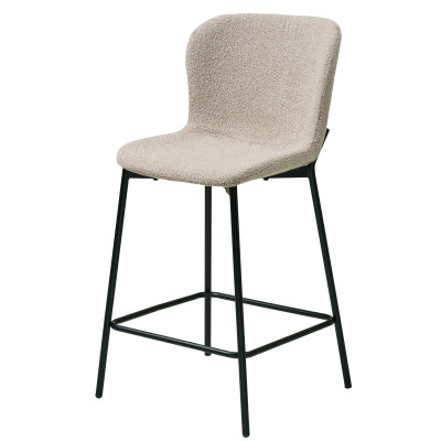 MINA-Tabouret de bar en tissu taupe (x2)