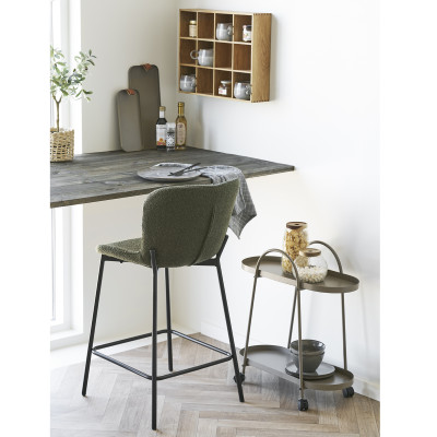 MINA-Tabouret de bar en tissu vert (x2)