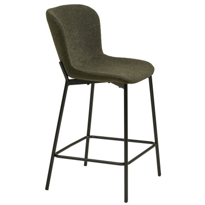MINA-Tabouret de bar en tissu vert (x2)