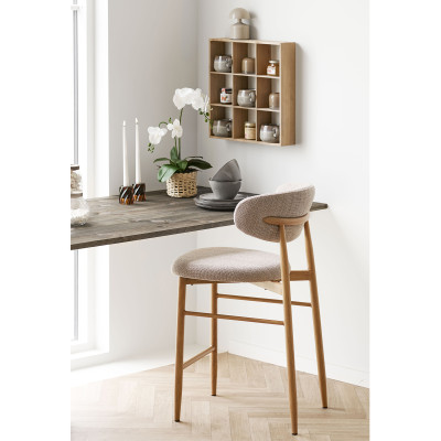 MYA- Tabouret en tissu taupe et métal décor chêne (x2)