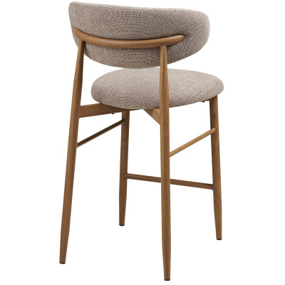 MYA- Tabouret en tissu taupe et métal décor chêne (x2)