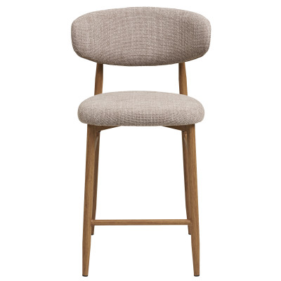 MYA- Tabouret en tissu taupe et métal décor chêne (x2)