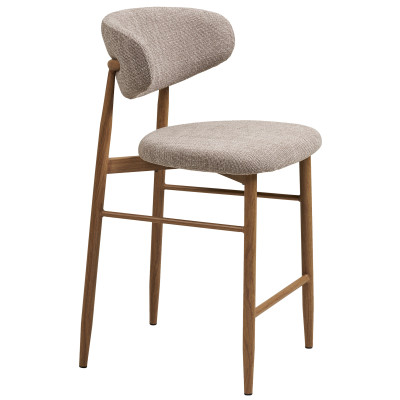 MYA- Tabouret en tissu taupe et métal décor chêne (x2)