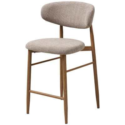 MYA-Hocker aus taupefarbenem Stoff und Metall in Eichenoptik (x2)