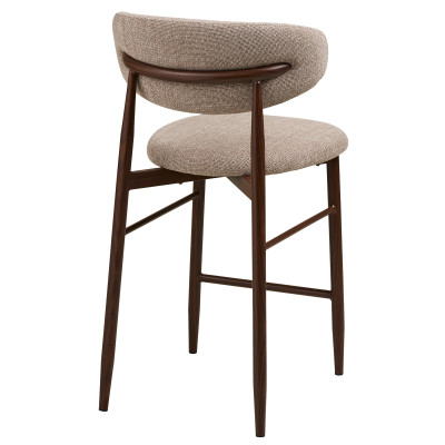 MYA-Hocker aus taupefarbenem Stoff und Metall in Walnussoptik (x2)