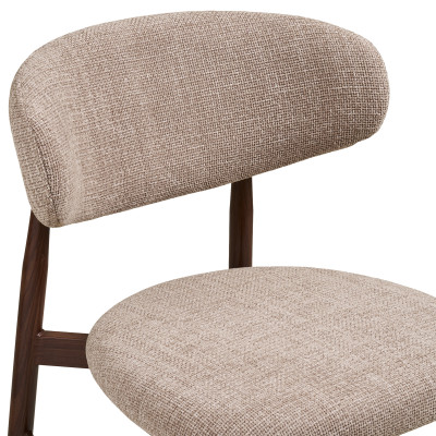 MYA- Tabouret en tissu taupe et métal décor noyer (x2)