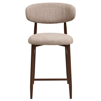 MYA-Hocker aus taupefarbenem Stoff und Metall in Walnussoptik (x2)