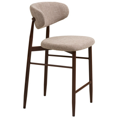 MYA-Hocker aus taupefarbenem Stoff und Metall in Walnussoptik (x2)