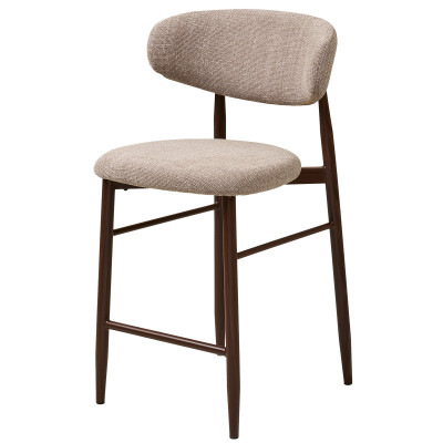 MYA- Tabouret en tissu taupe et métal décor noyer (x2)