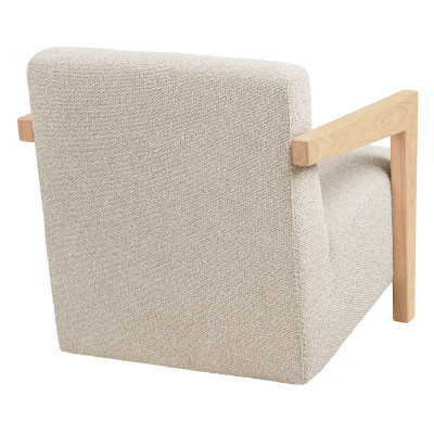 MIST-Sillón de roble macizo y tela beige