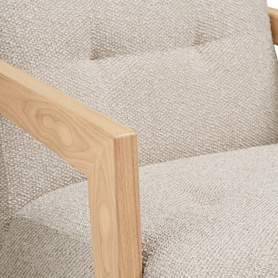 MIST-Sillón de roble macizo y tela beige