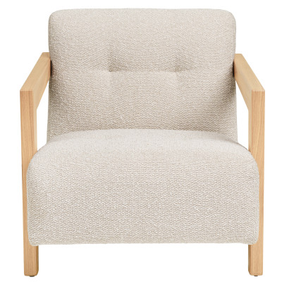 MIST-Sillón de roble macizo y tela beige