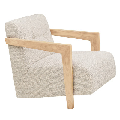 MIST-Sillón de roble macizo y tela beige