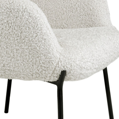BORIS-Fauteuil vintage  en tissu bouclé écru