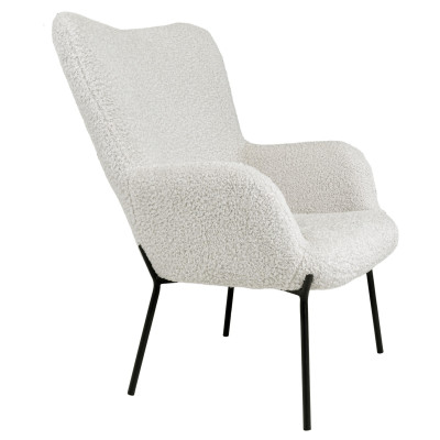 BORIS-Vintage-Sessel aus ecrufarbenem Bouclé-Stoff