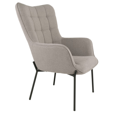 BORIS-Fauteuil vintage  en tissu bouclé taupe