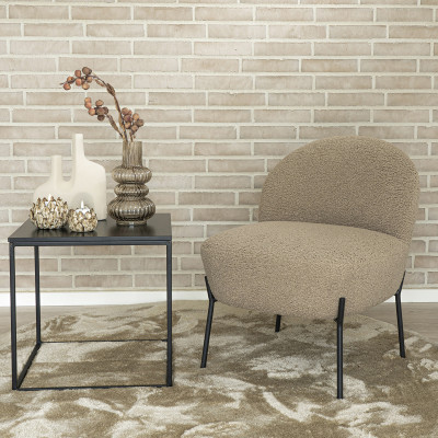LAW-Fauteuil en tissu bouclé taupe