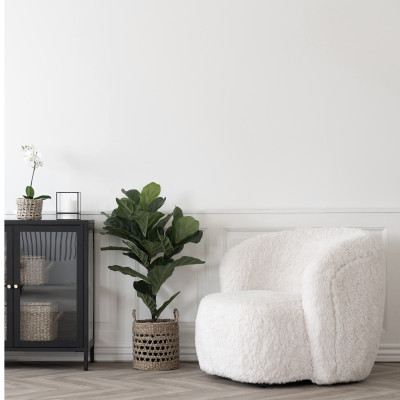 MOEL-Fauteuil en fourrure artificielle écrue