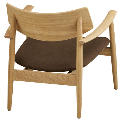 FRIDA-Fauteuil lounge en chêne naturel et tissu marron